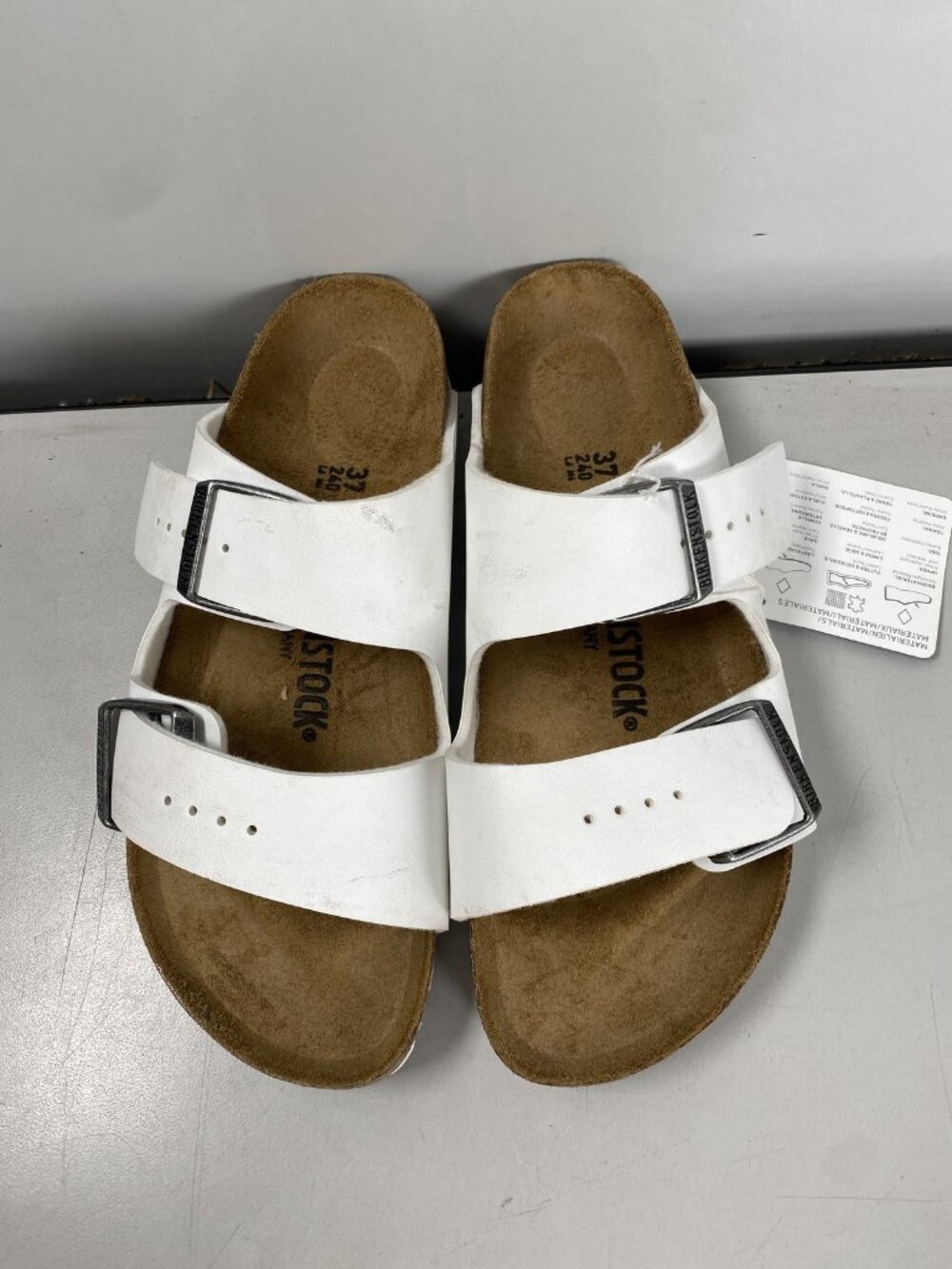 Birkenstock Unisex Arizona White Birko-Flor Sandal Size W6/M4 US 37EU *PREOWNED*